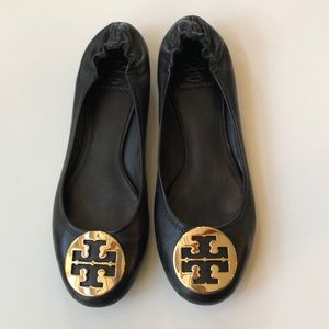 Tory Burch Reva Flats Black leather/Gold